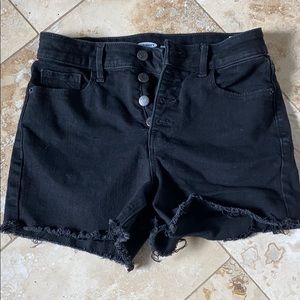 Black denim cutoff shorts